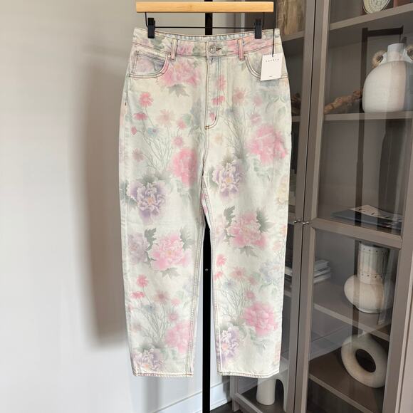 Sandro Flowie Floral Jeans NEW Floral Multicolor Pastel High Rise Denim NWT 10 - Picture 2 of 7